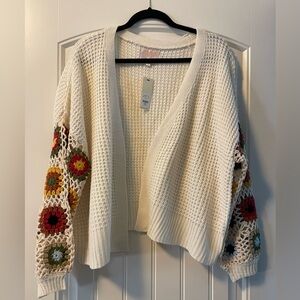 NWT Crochet open cardigan sweater from Francesca’s New! Great for fall!